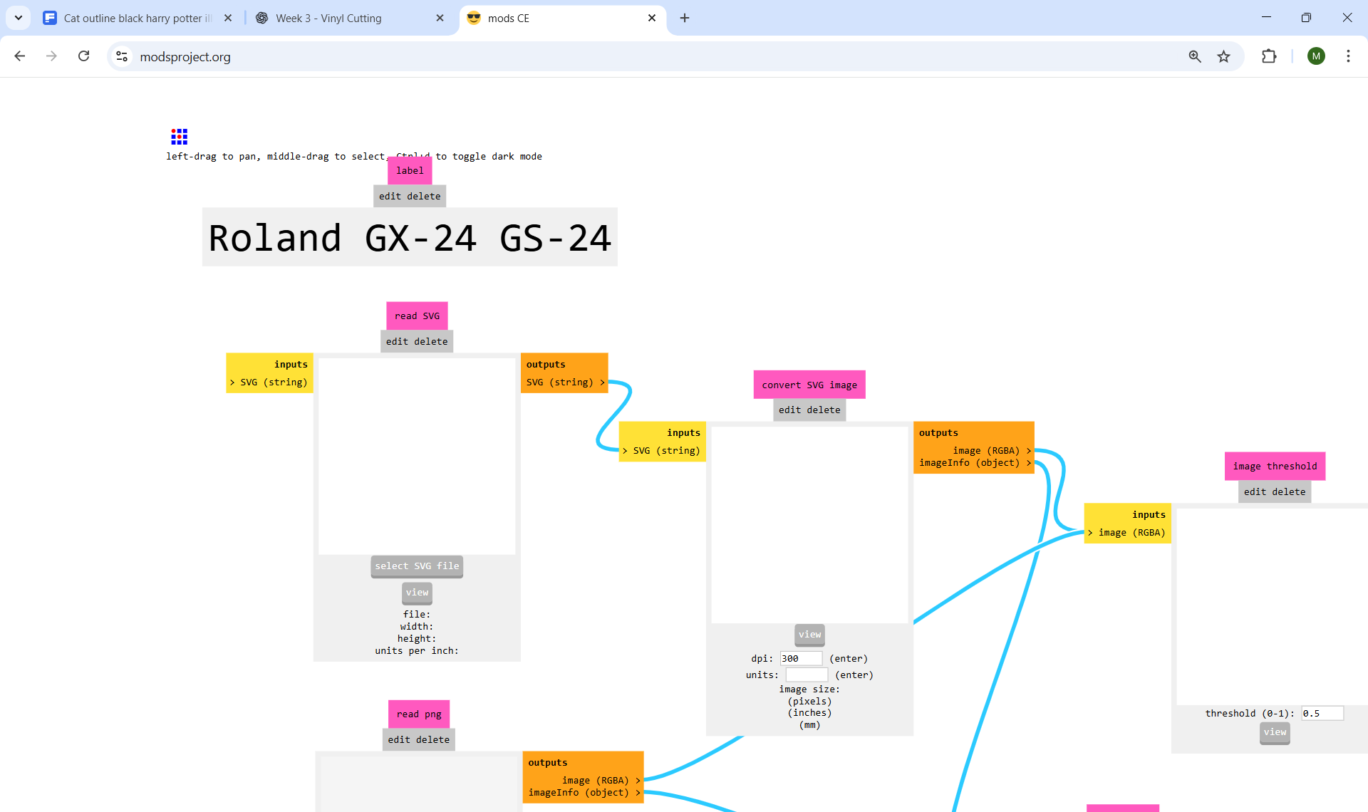 Fab mods file selection for importing the SVG design
